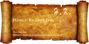 Hincz Krisztina névjegykártya